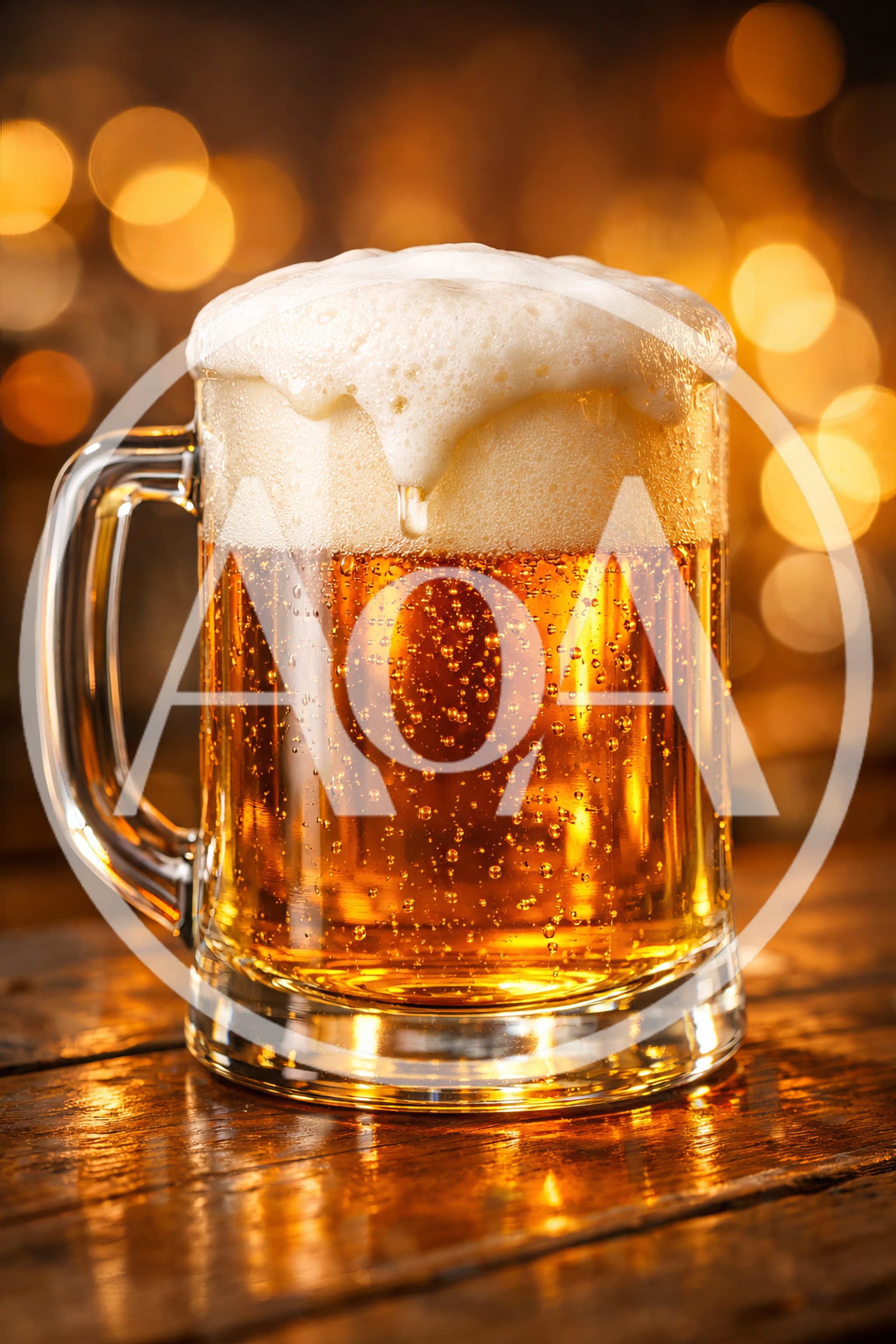 Glass Mug Of Golden Beer With Thick Foam