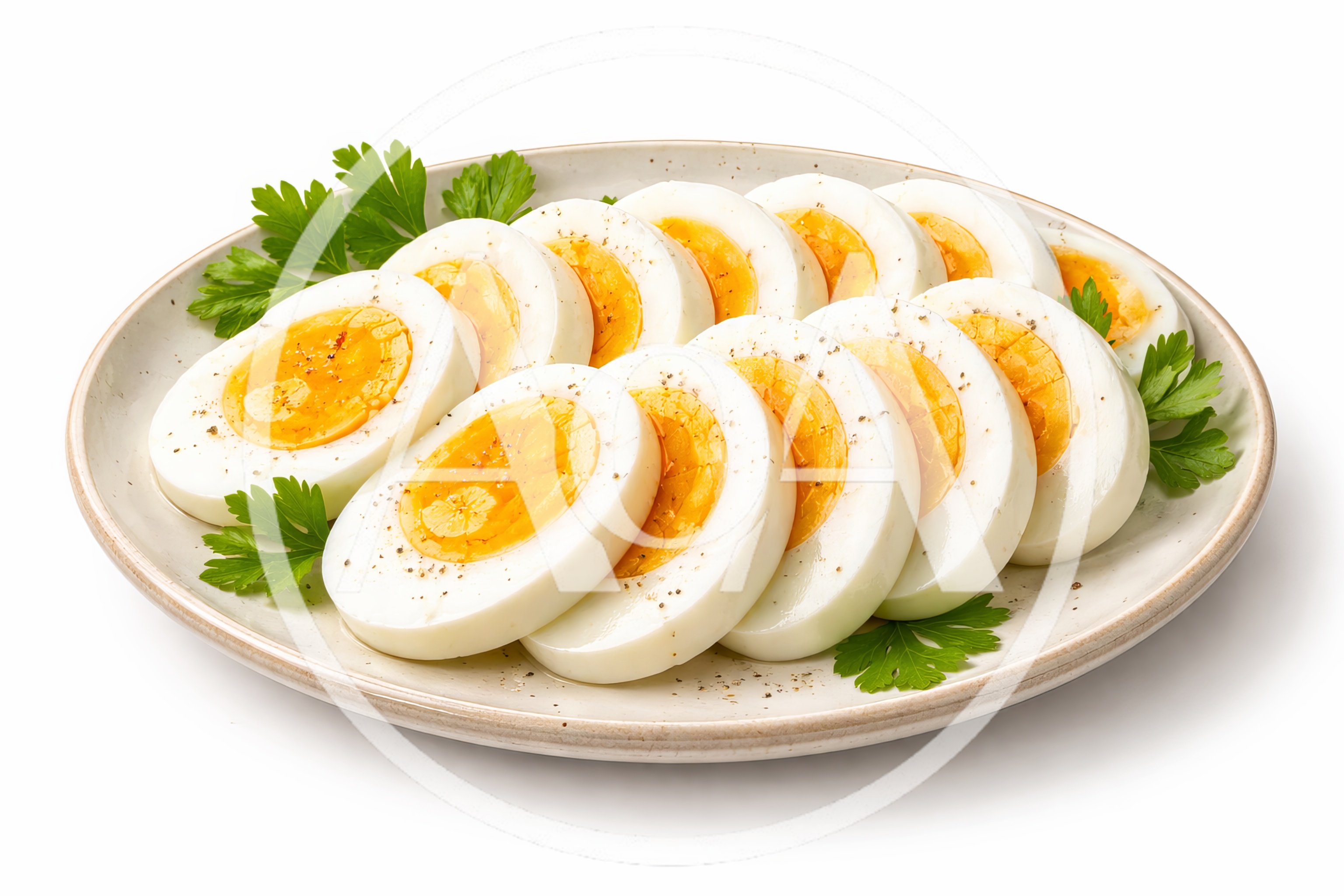 Sliced Hard Boiled Eggs on a Plate