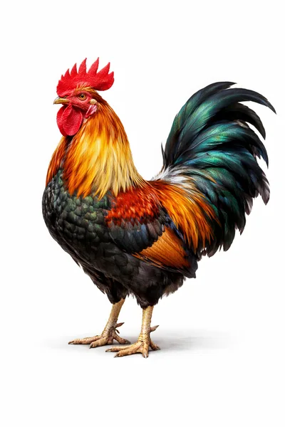 Full Body Portrait Of A Colorful Rooster