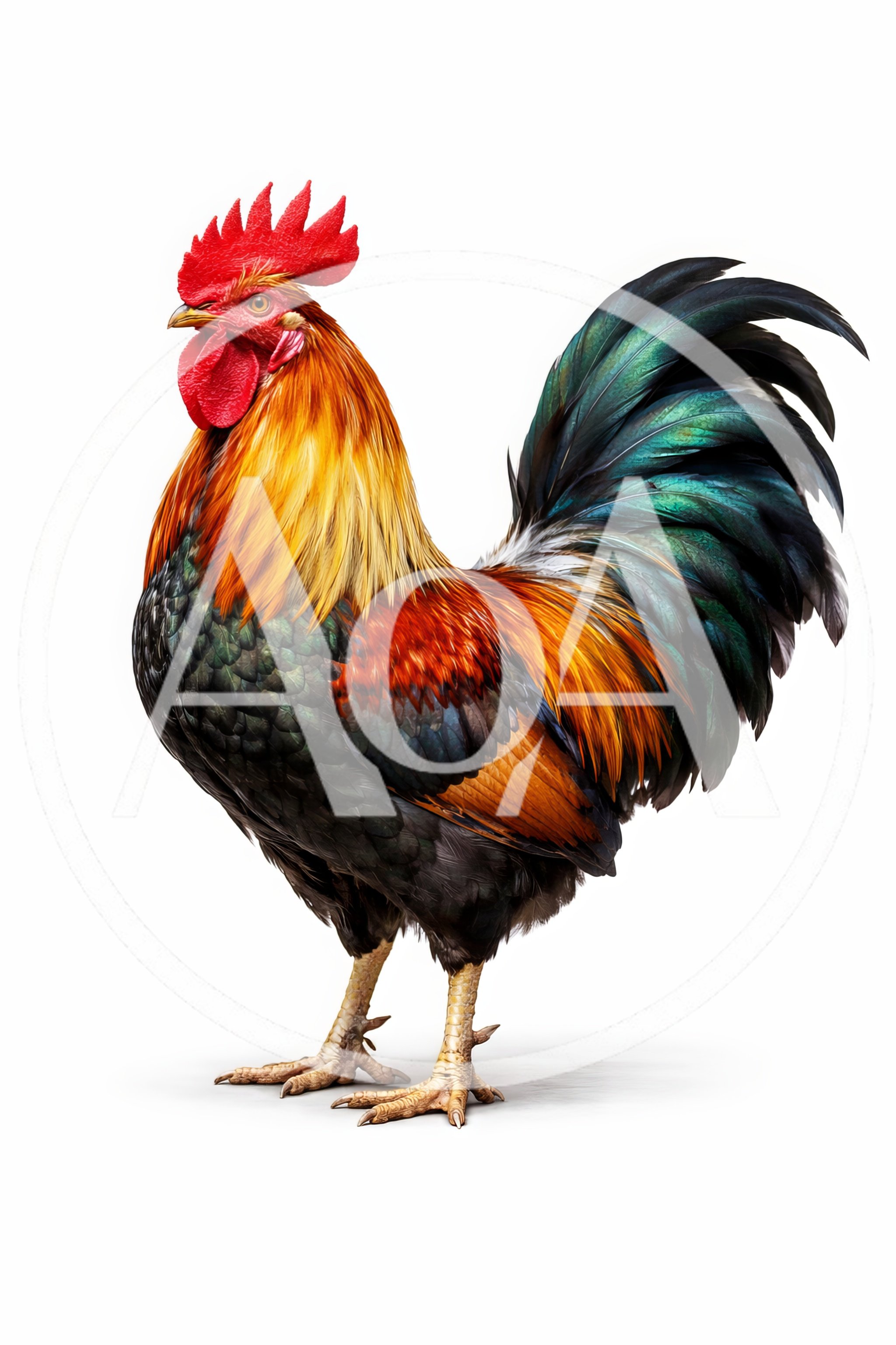 Full Body Portrait Of A Colorful Rooster