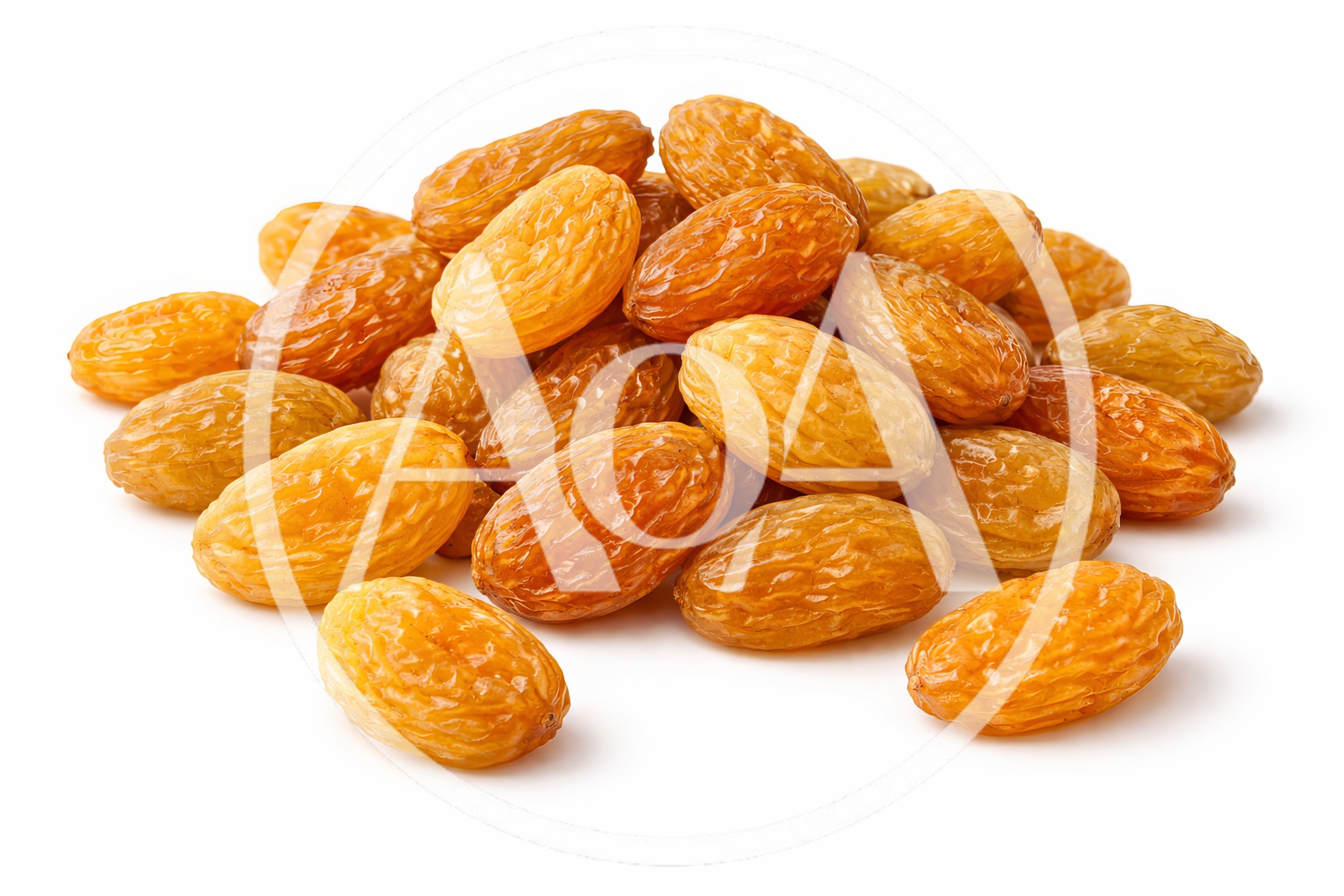 Pile Of Golden Raisins On White Background