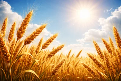 Golden Wheat Field Under Bright Summer Sun