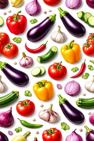 Seamless Pattern of Fresh Assorted Vegetables