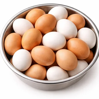Bowl Filled With Fresh Brown And White Eggs