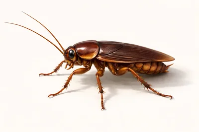 Detailed Macro View Of A Brown Cockroach