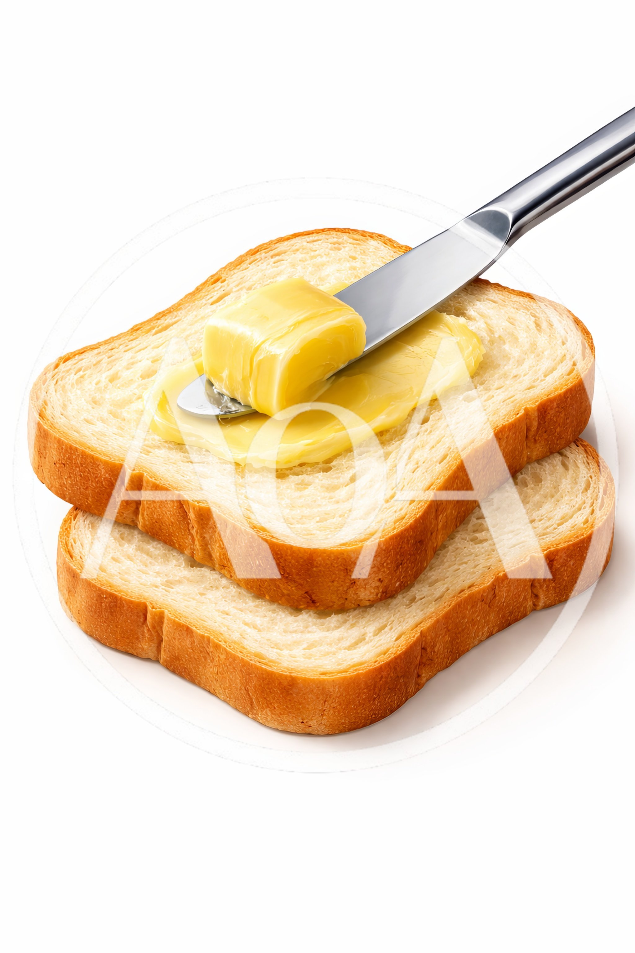 Butter Being Spread On A Stack Of Toast