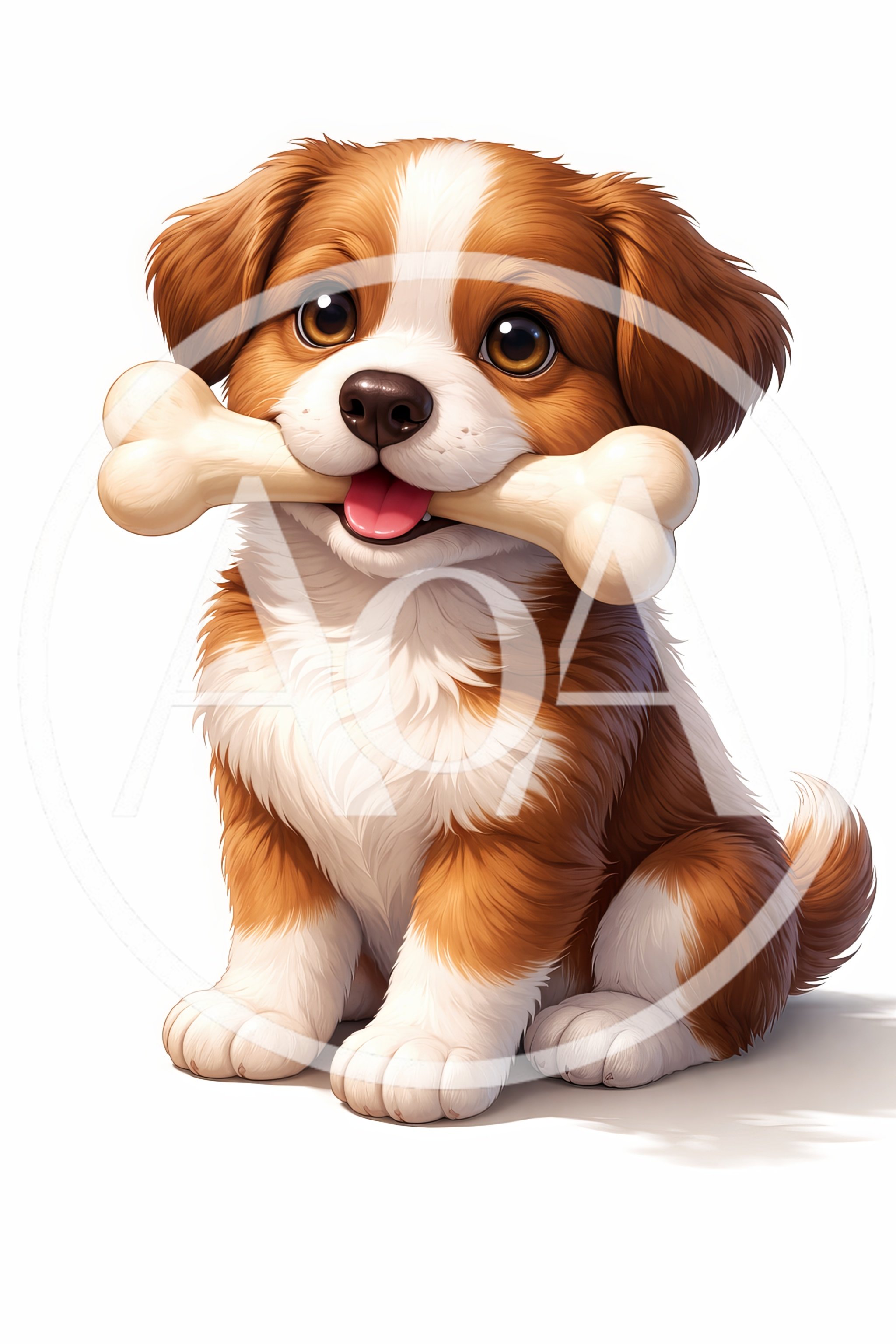 Cute Puppy Holding A Bone In Its Mouth
