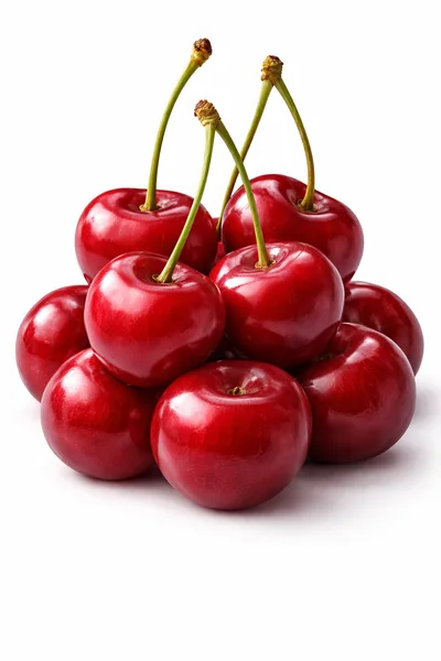 Fresh Red Cherries Isolated On White Background