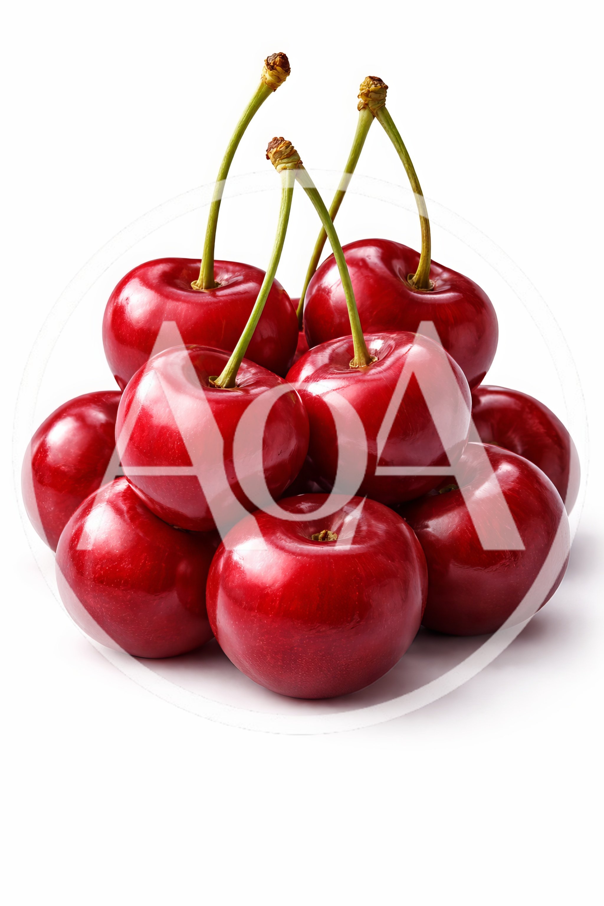 Fresh Red Cherries Isolated On White Background