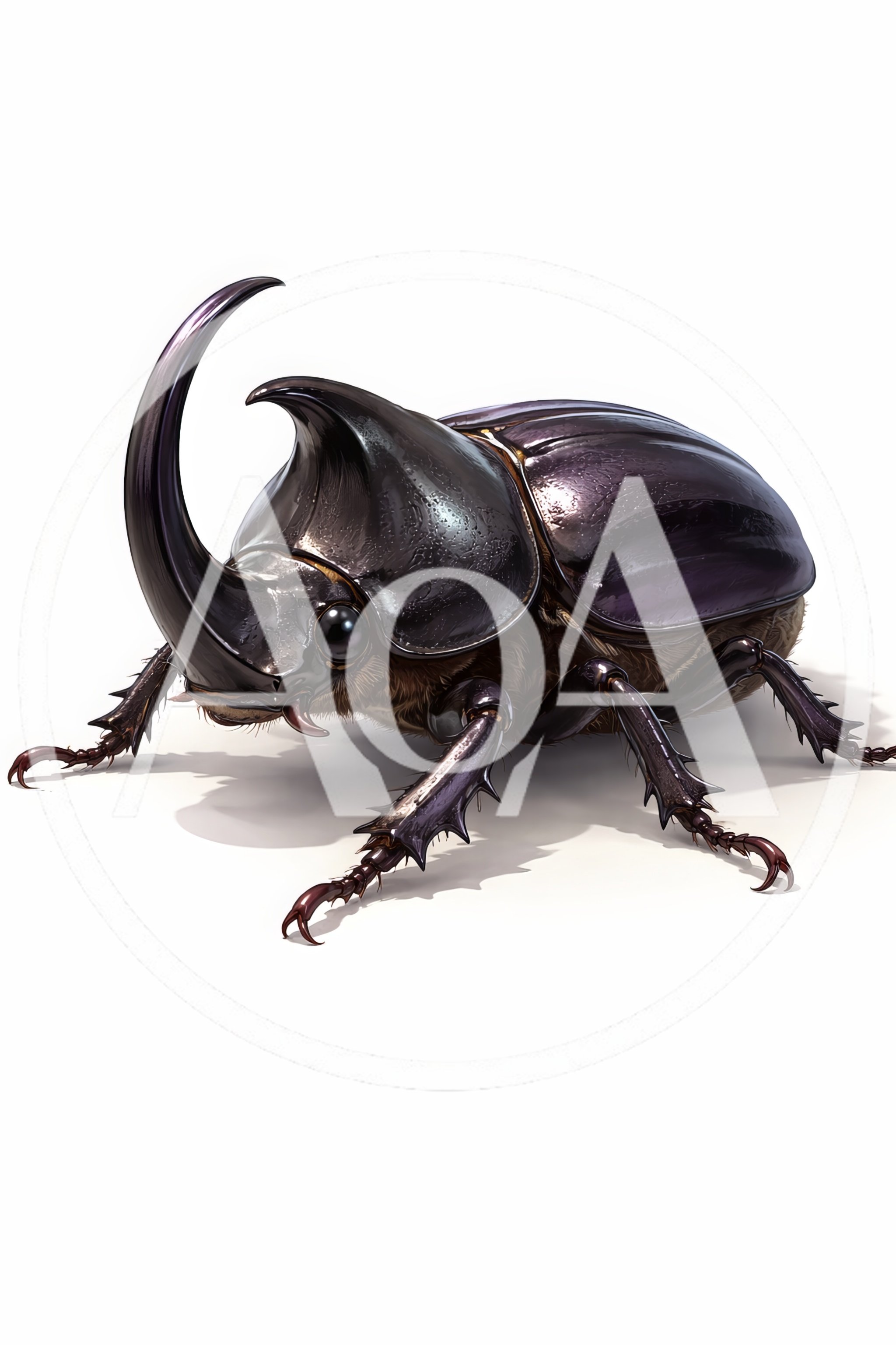 Detailed Illustration Of A Shiny Rhinoceros Beetle