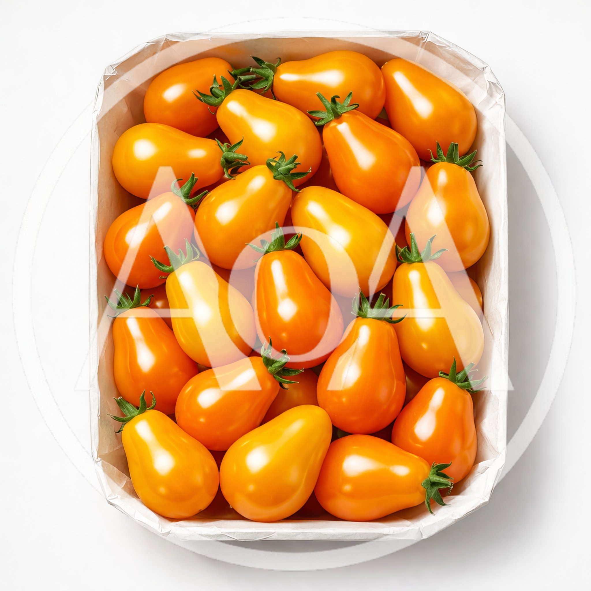 Fresh Yellow Pear Tomatoes In A Paper Tray