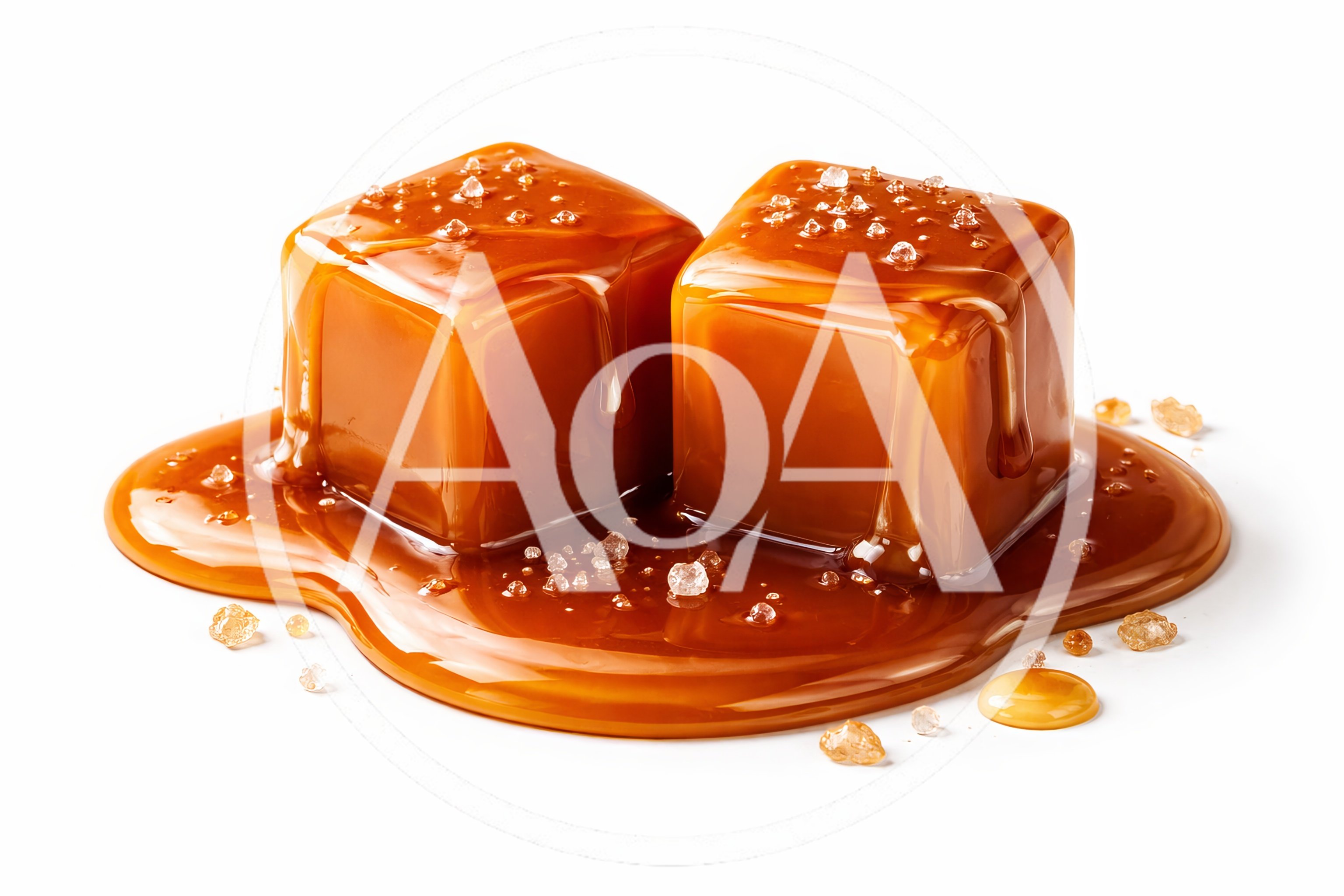 Two Salted Caramel Cubes With Drizzled Sauce