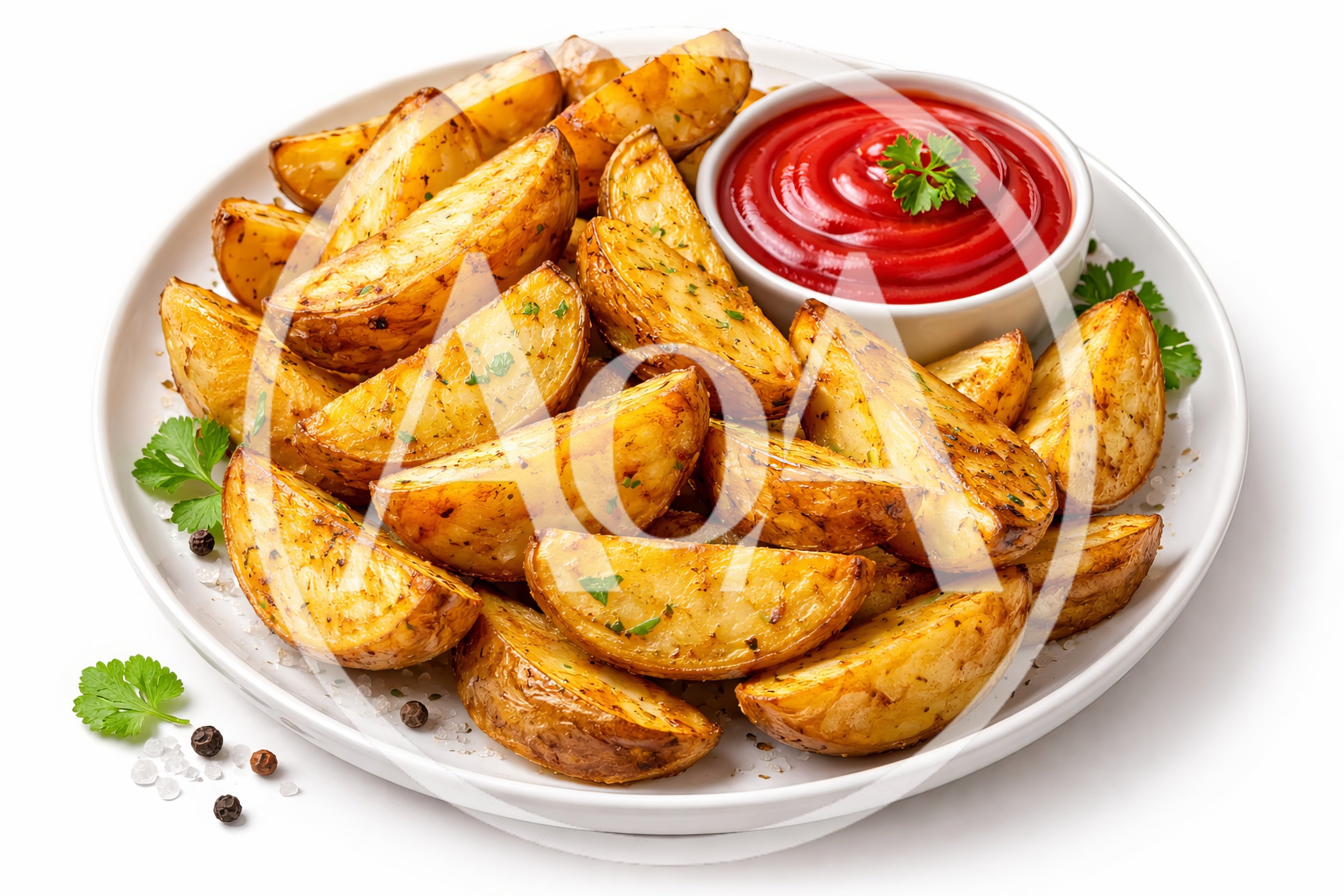 Crispy Baked Potato Wedges With Ketchup