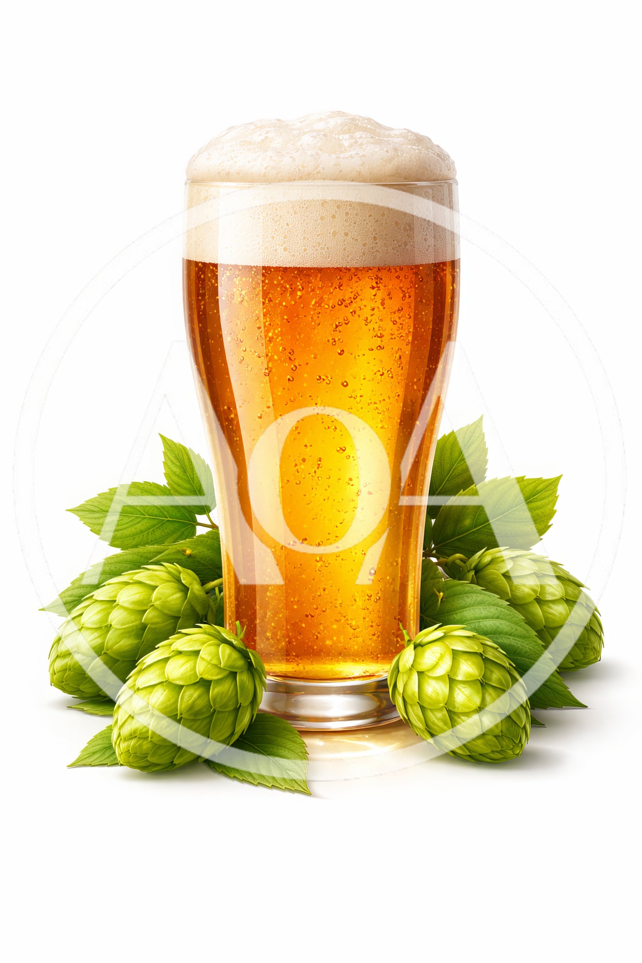 Glass Of Golden Beer With Fresh Green Hops