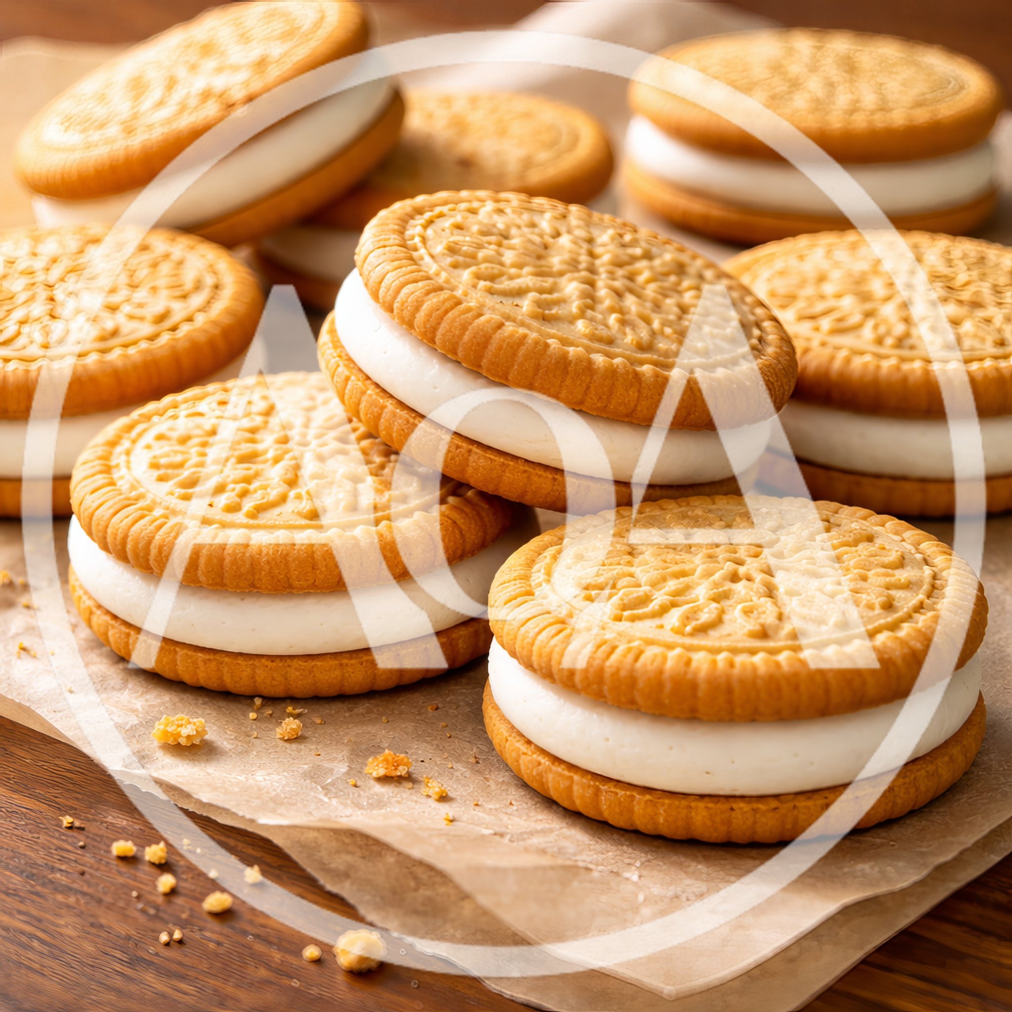 Golden Sandwich Cookies With Cream Filling
