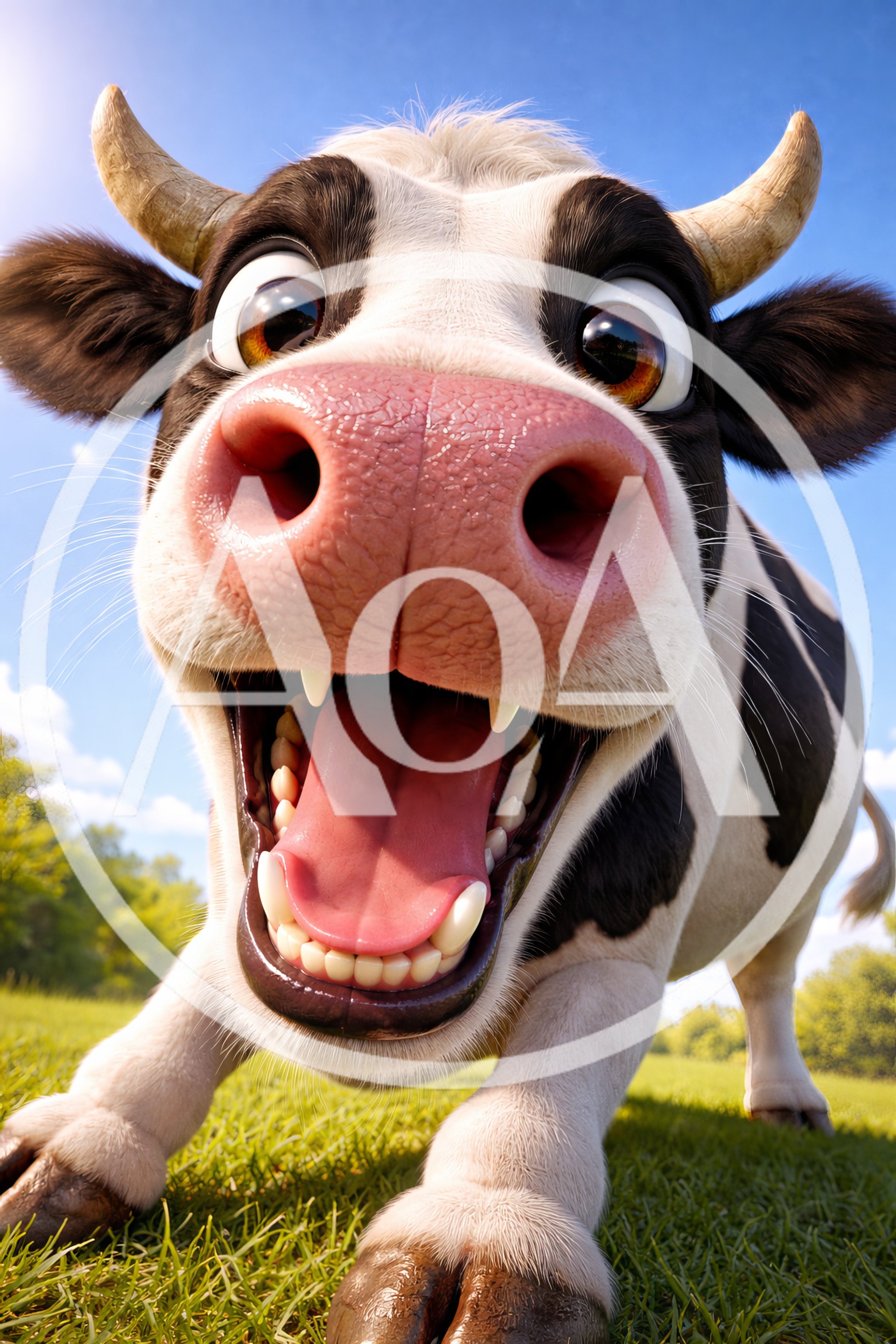 Funny Cartoon Cow With Wide Open Mouth