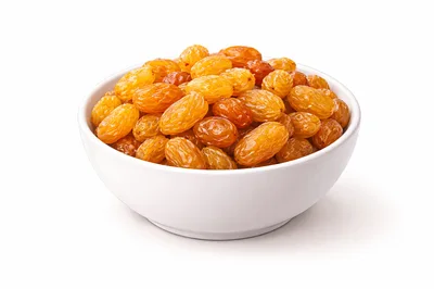 White Bowl Filled With Golden Raisins