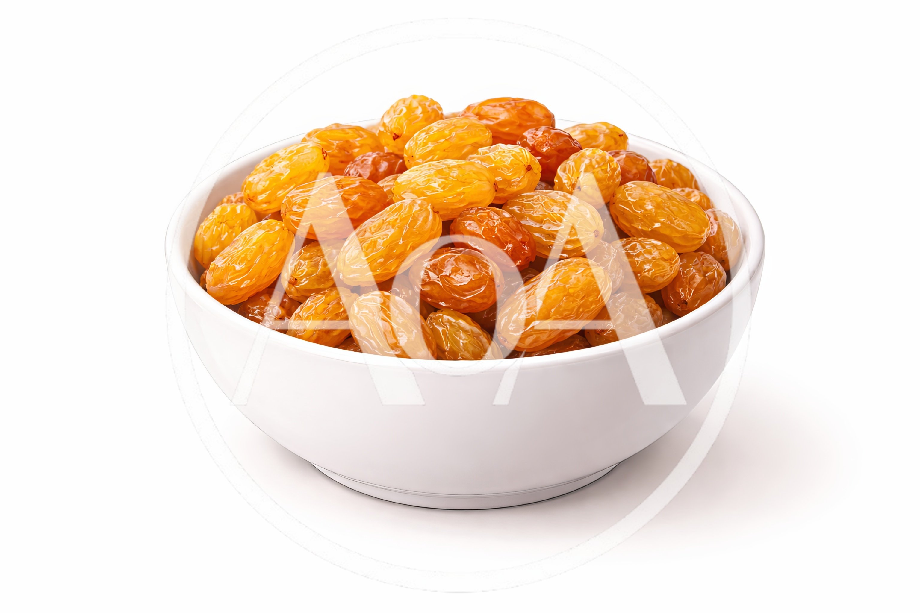 White Bowl Filled With Golden Raisins