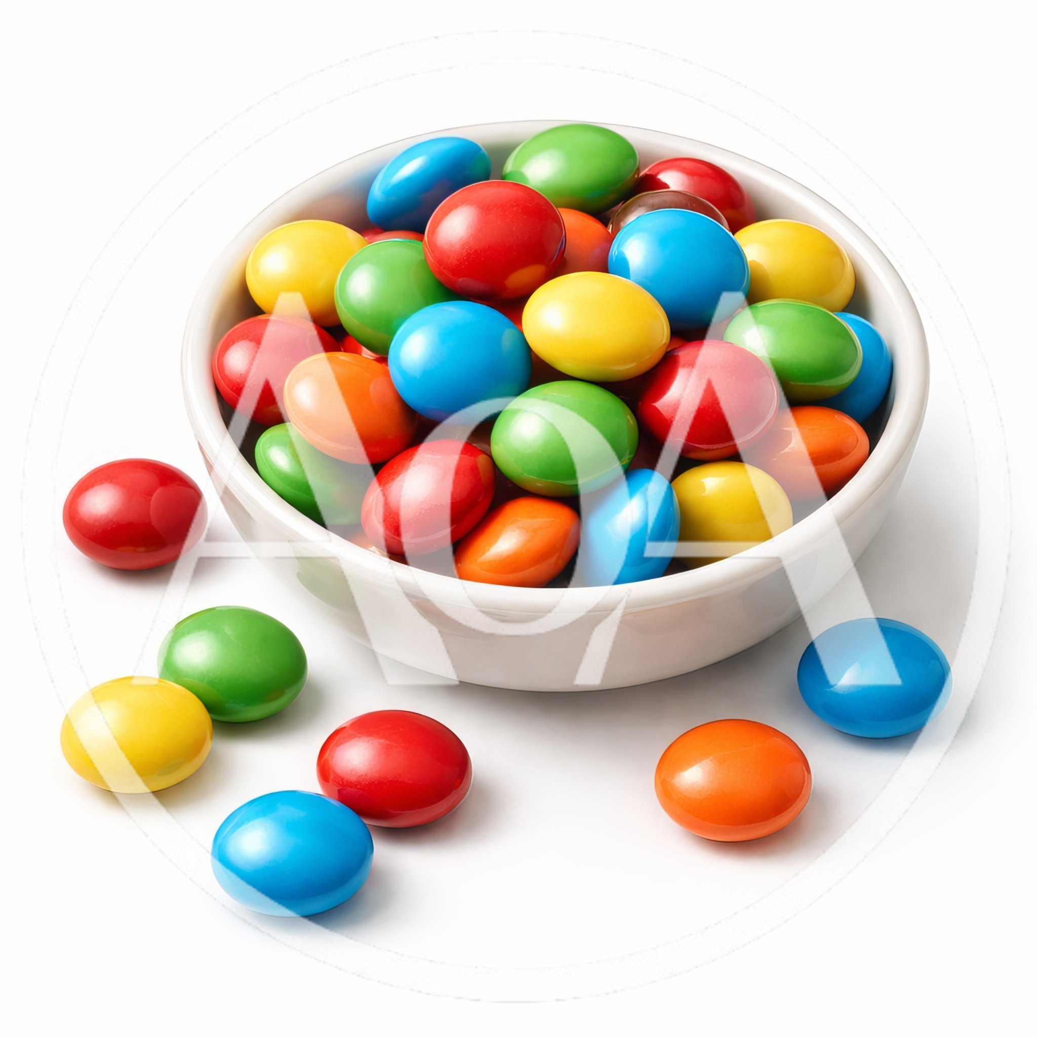 Colorful Chocolate Coated Candies in a White Bowl