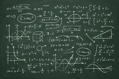 Mathematical Formulas Written On A Green Chalkboard