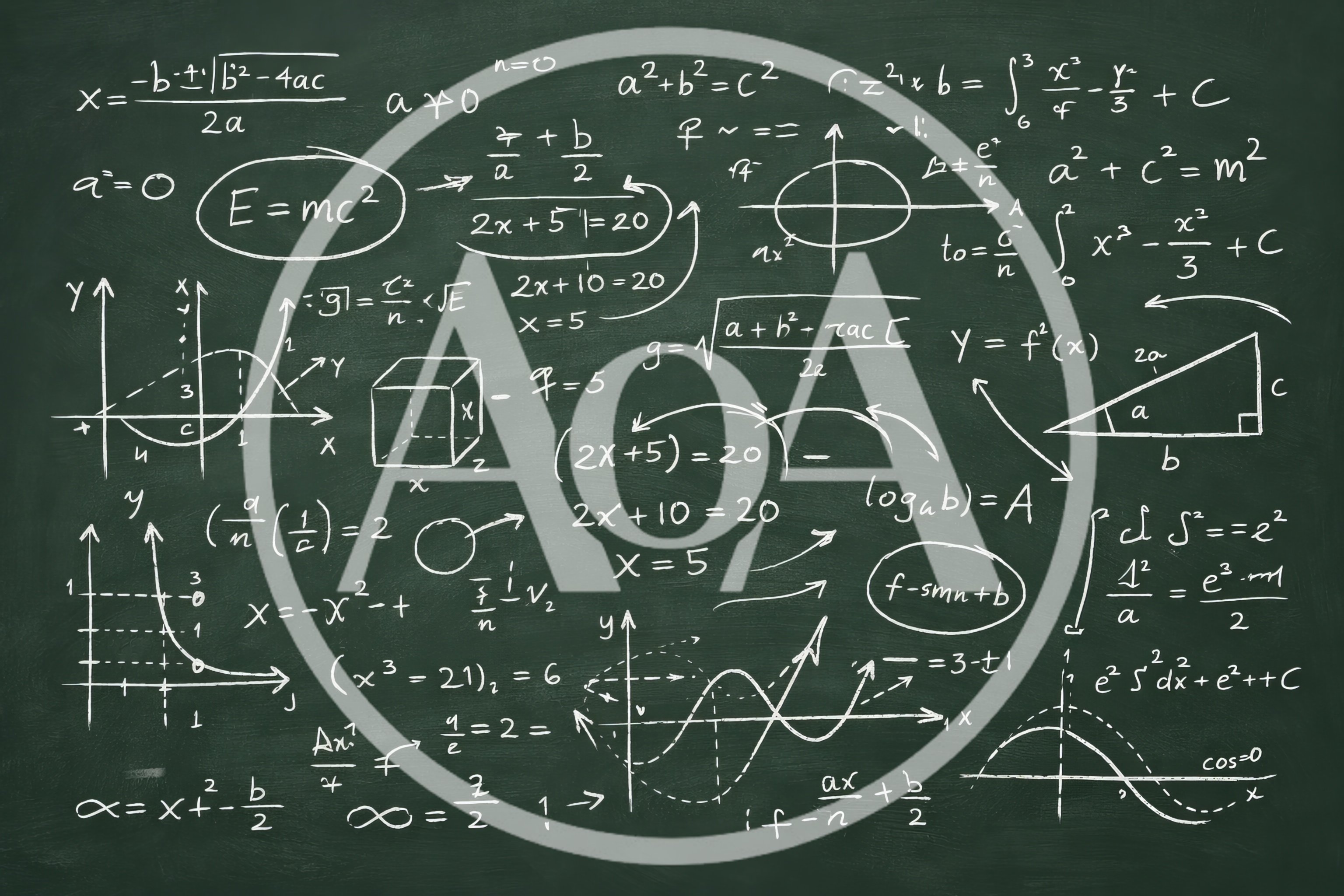 Mathematical Formulas Written On A Green Chalkboard