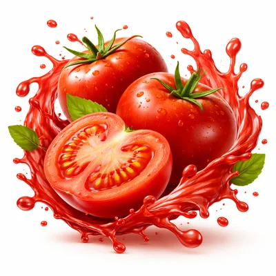 Fresh Tomatoes With Vibrant Red Juice Splash