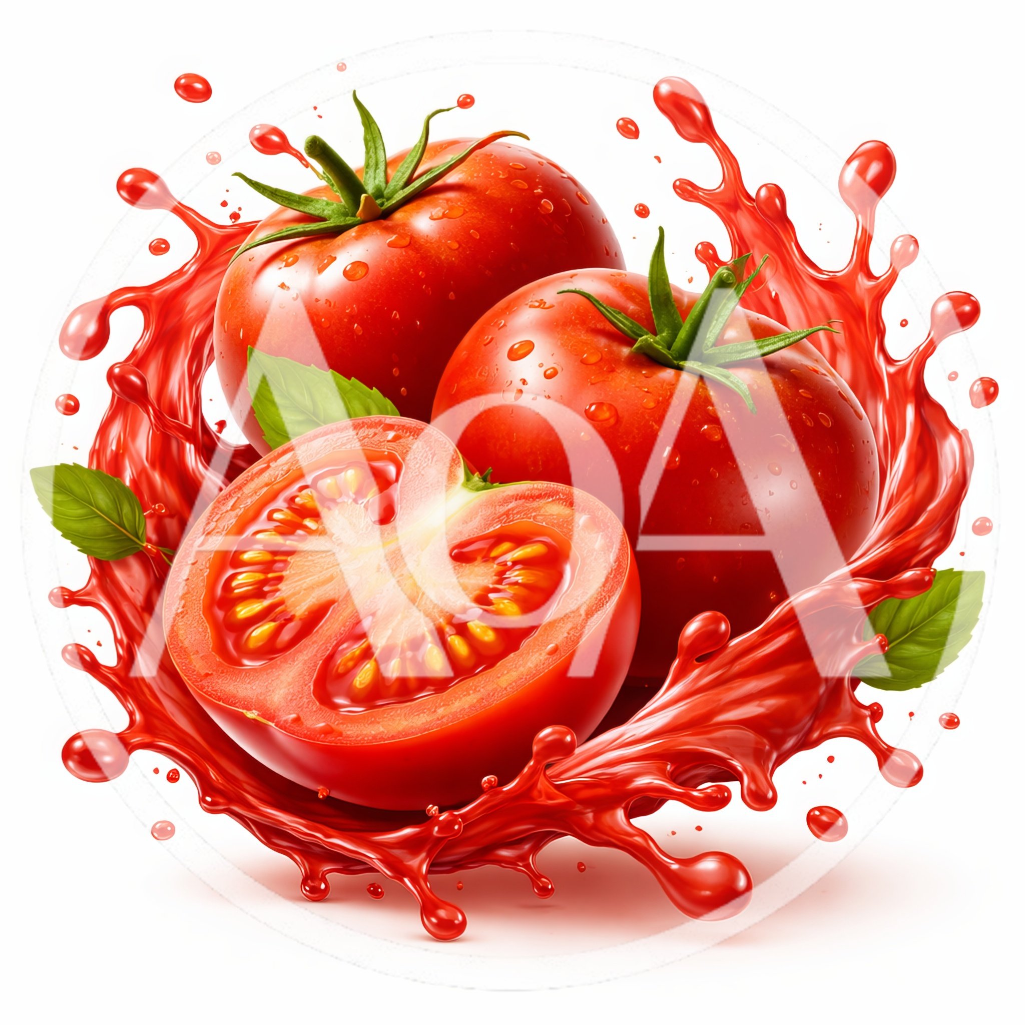 Fresh Tomatoes With Vibrant Red Juice Splash