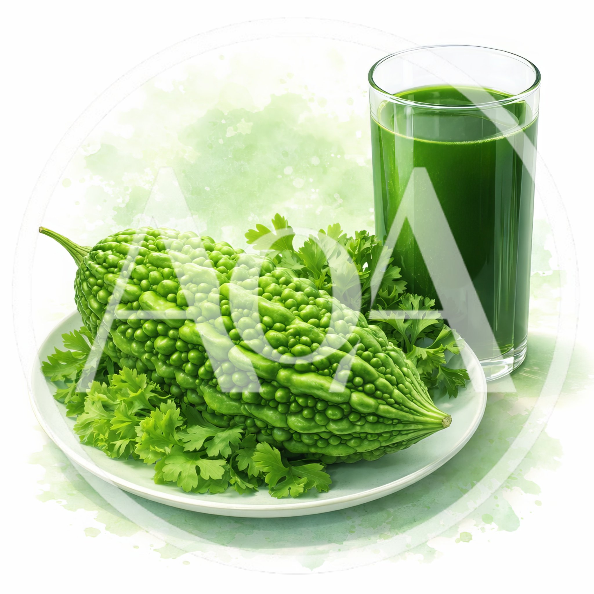 Fresh Bitter Melon With Green Juice