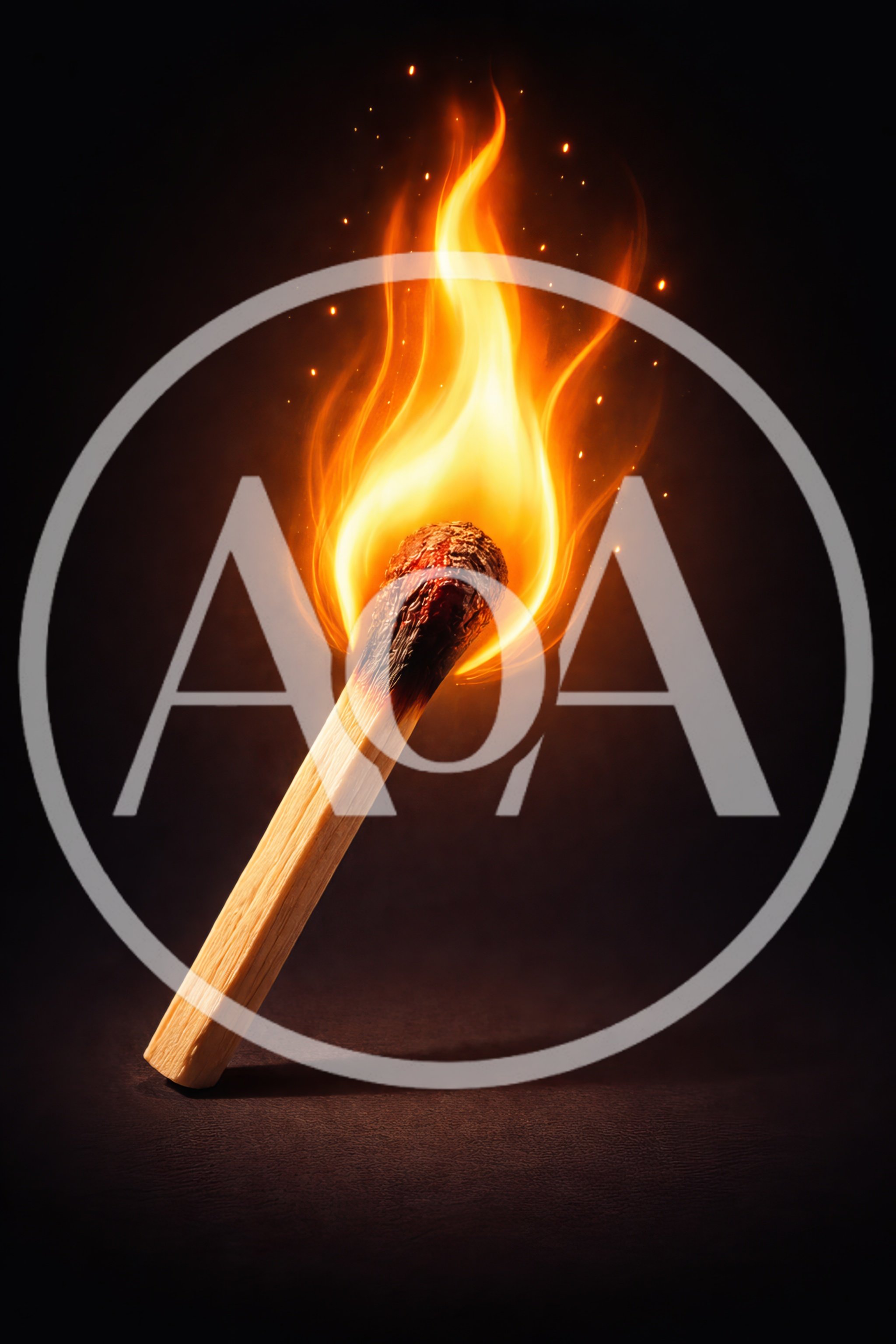 Burning Wooden Matchstick With Bright Orange Flame