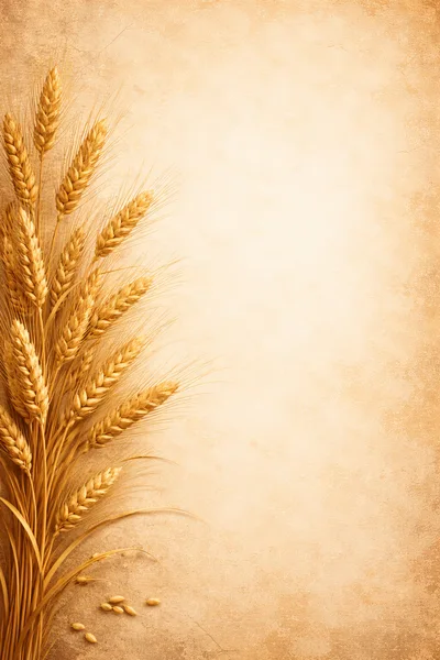 Golden Wheat Stalks On Textured Vintage Paper Background