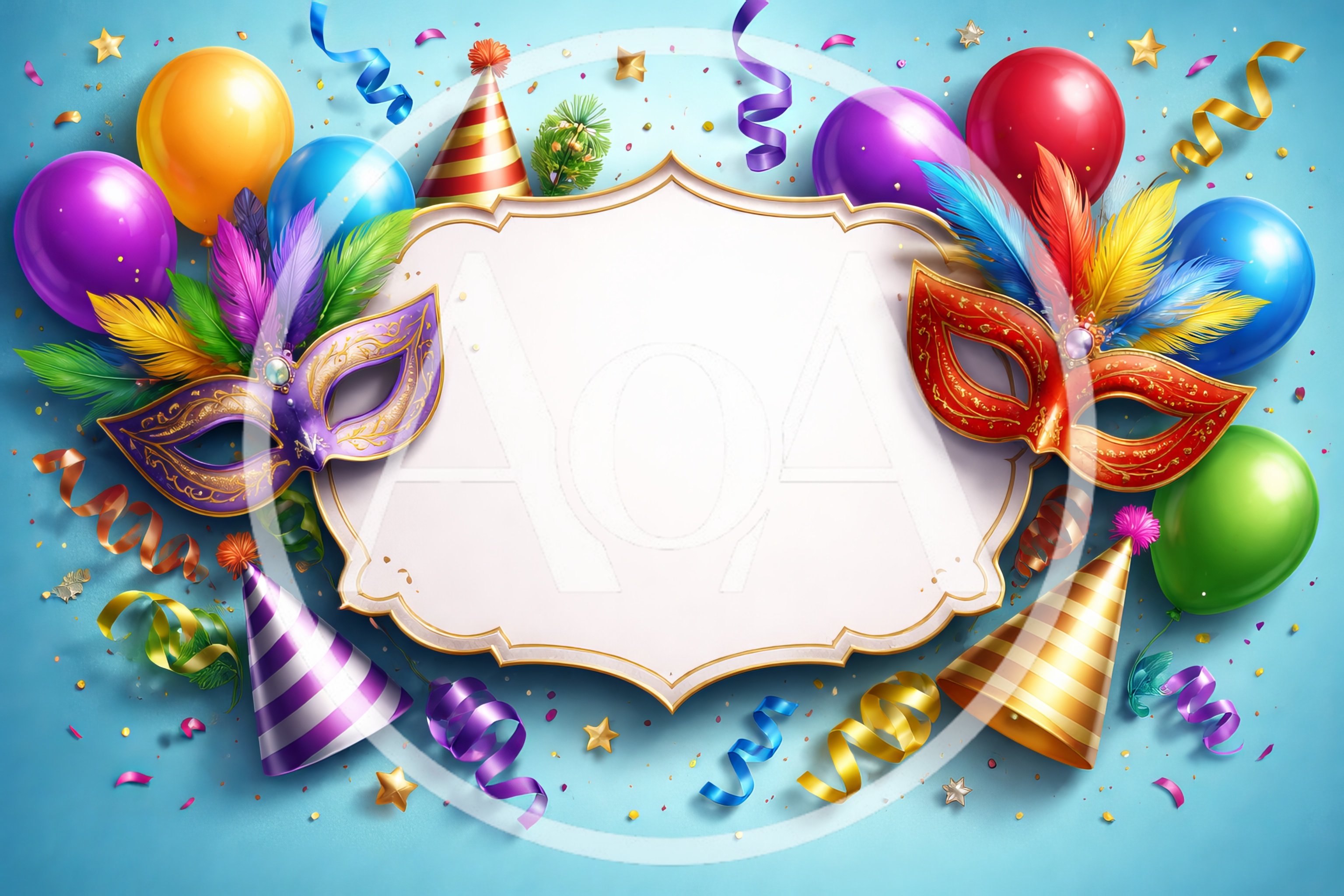 Mardi Gras Celebration Frame With Masks And Balloons