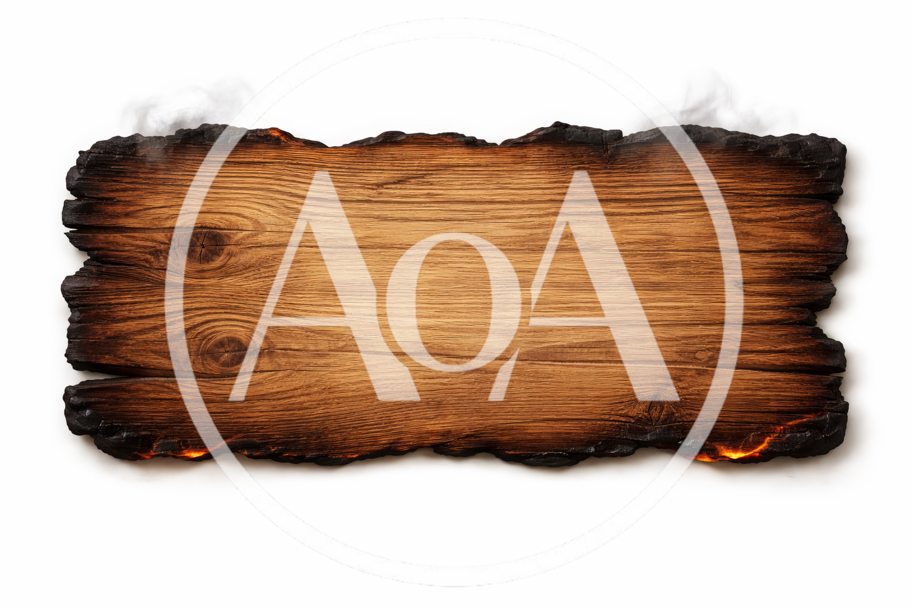 Burnt Wooden Signboard With Glowing Embers