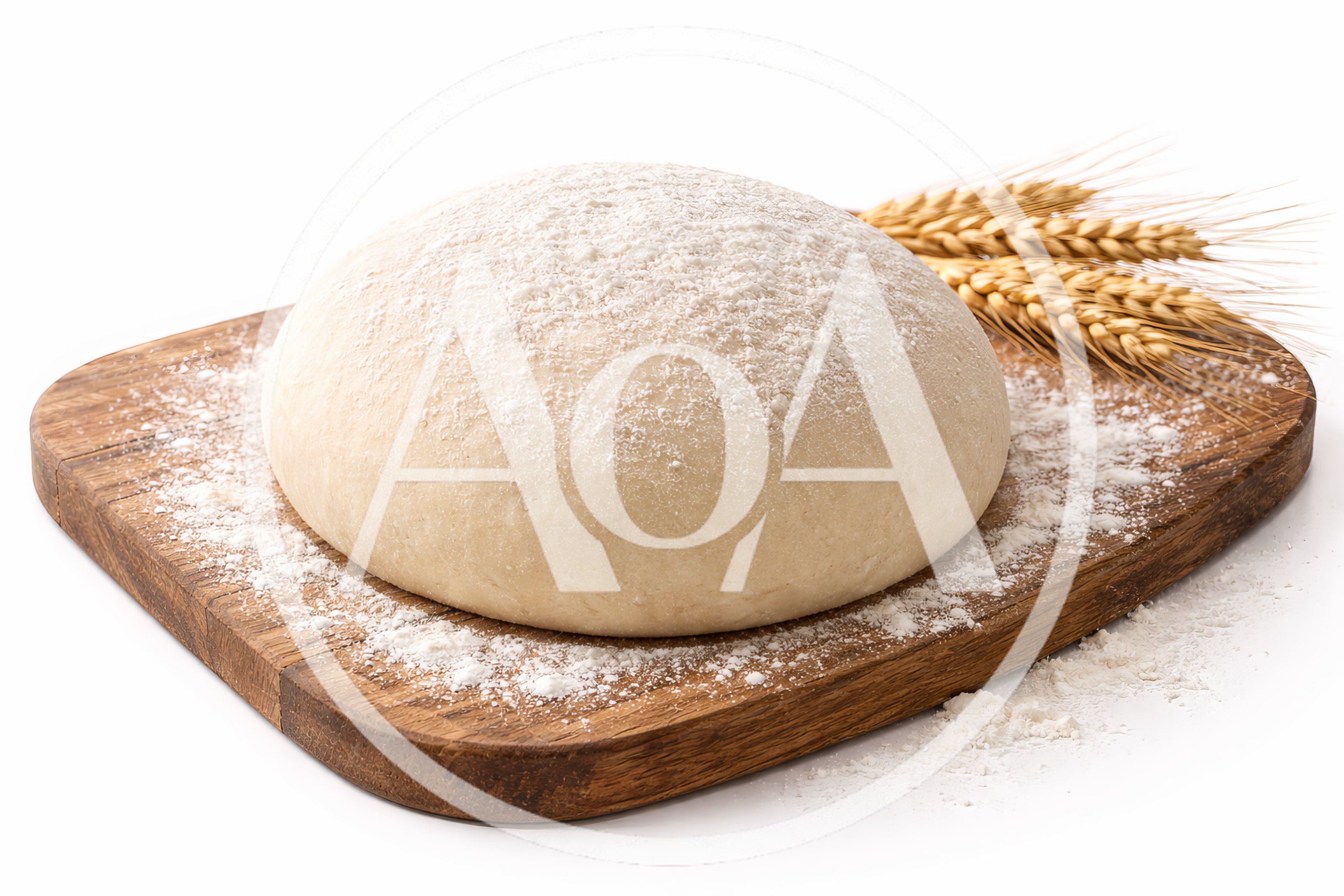 Fresh Dough Ball on Wooden Cutting Board