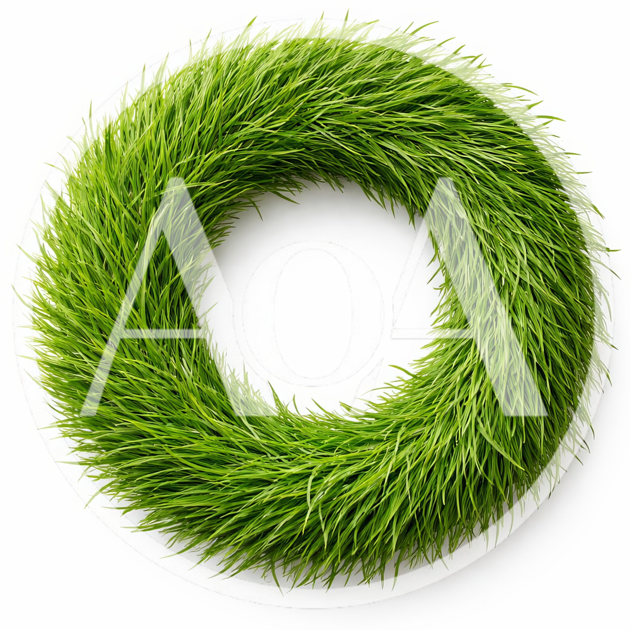 Fresh Green Grass Wreath Isolated On White Background