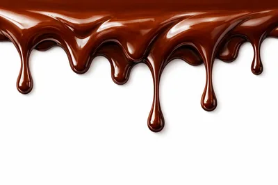 Thick Melted Chocolate Drip On White Background