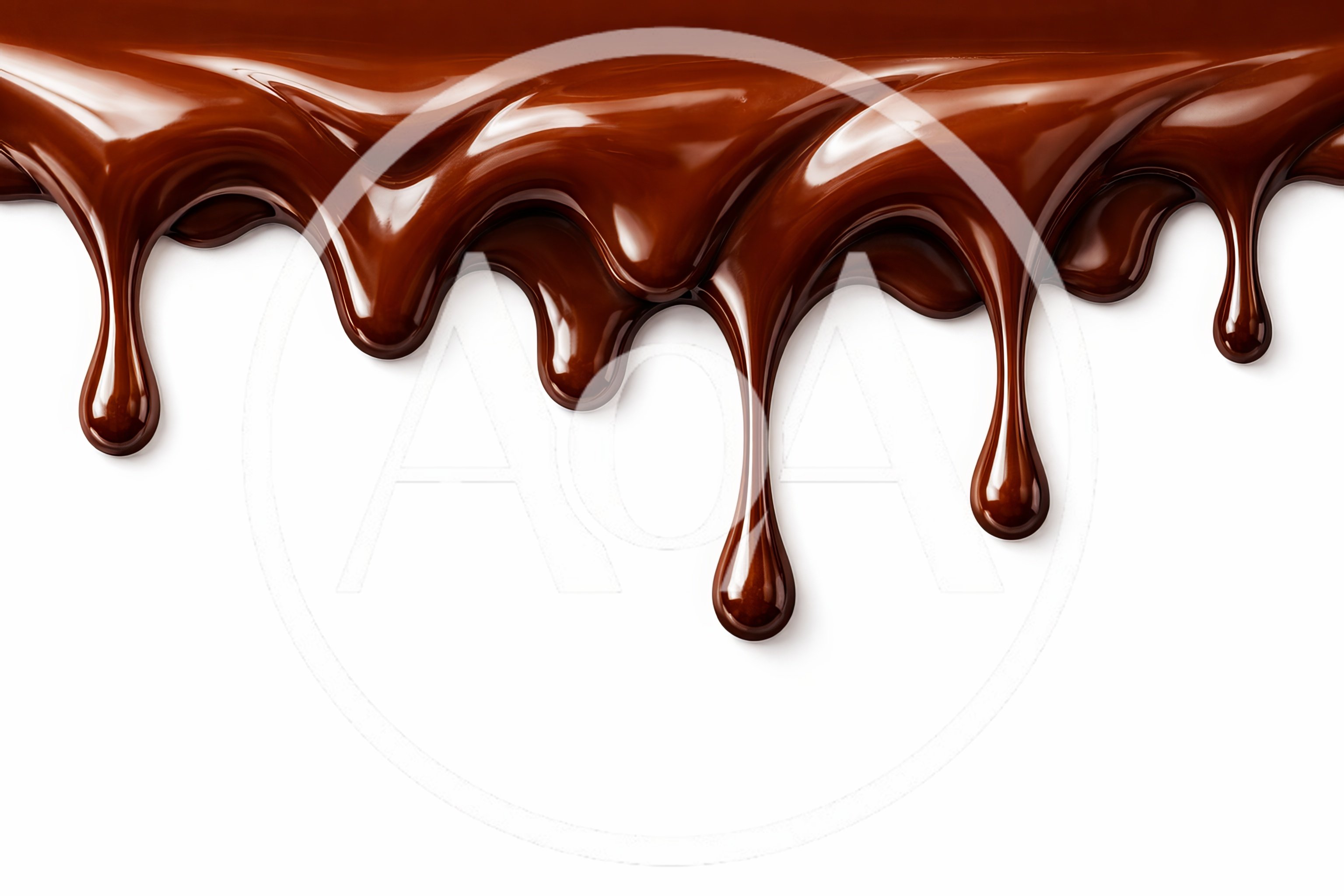 Thick Melted Chocolate Drip On White Background