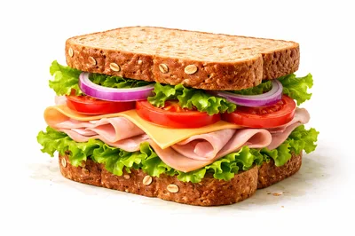 Fresh Ham and Cheese Sandwich on Whole Grain Bread