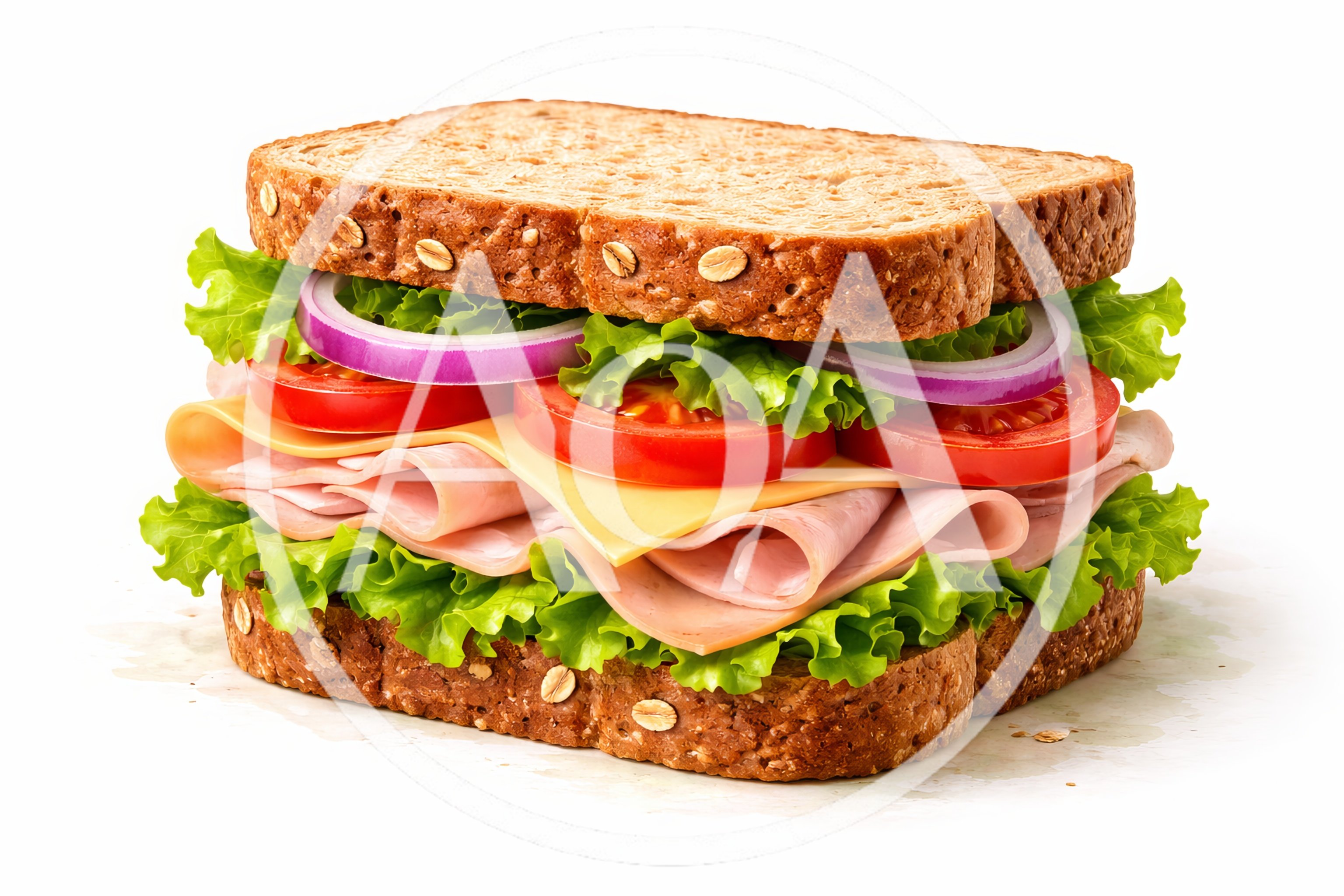 Fresh Ham and Cheese Sandwich on Whole Grain Bread