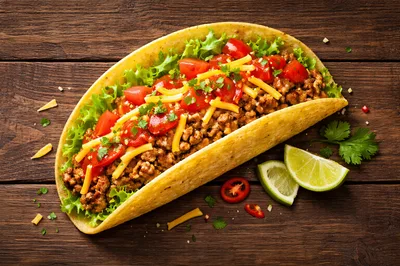Delicious Beef Taco With Fresh Toppings