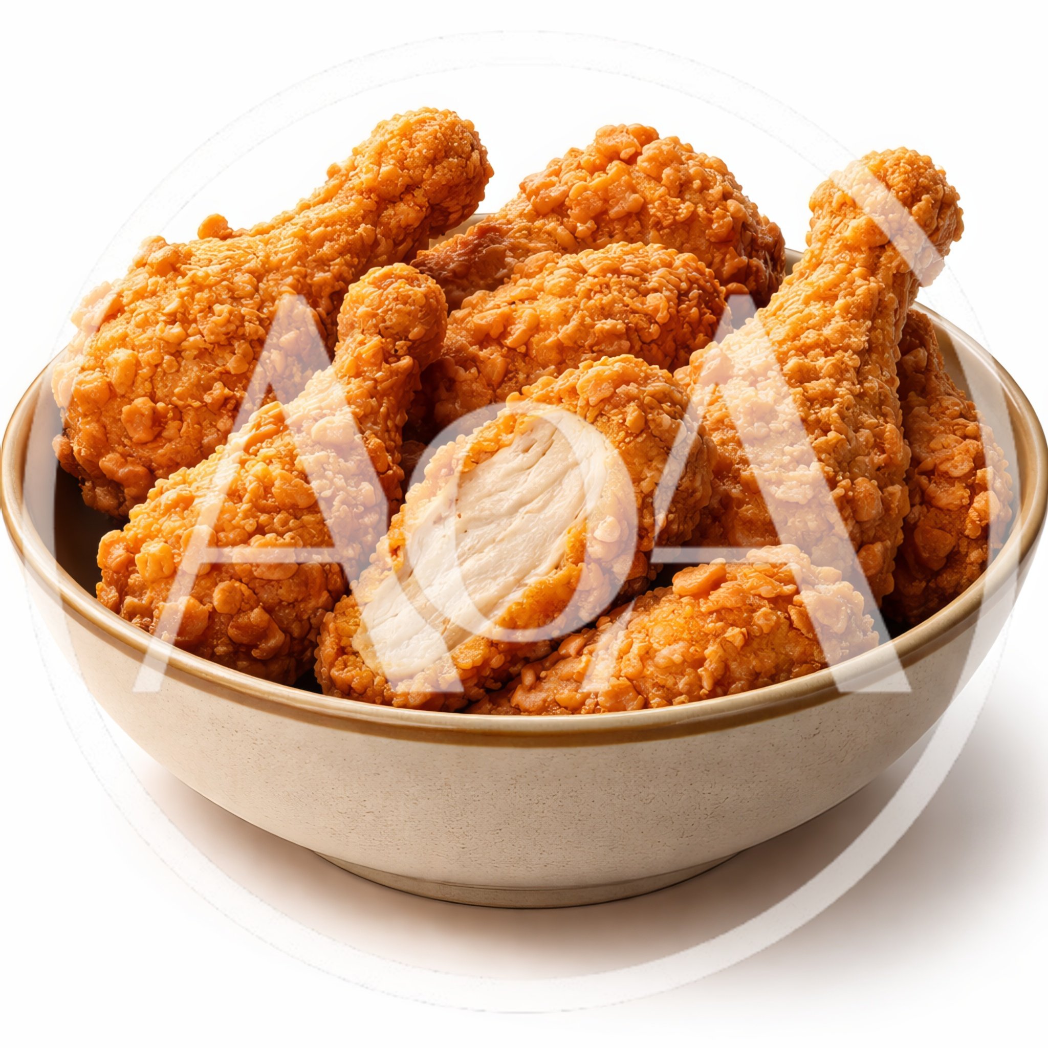 Crispy Fried Chicken Drumsticks In A Ceramic Bowl
