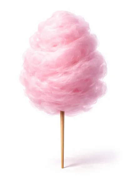 Pink Cotton Candy On A Wooden Stick