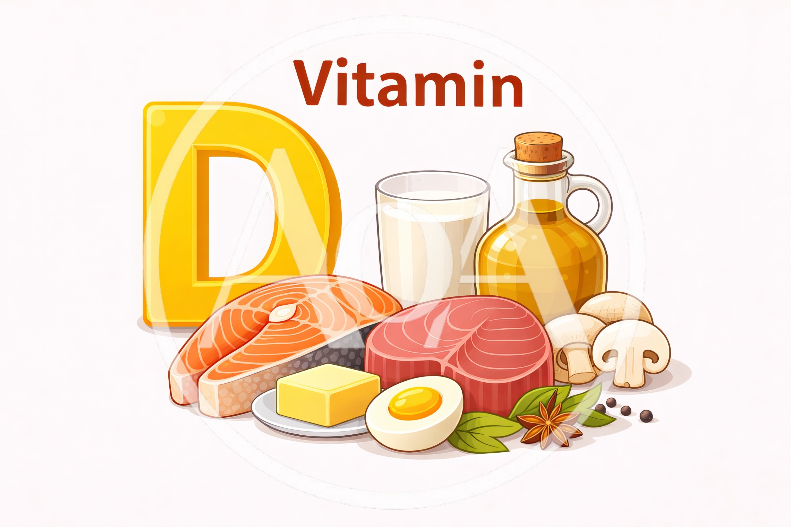 Vitamin D Rich Food Sources Illustration