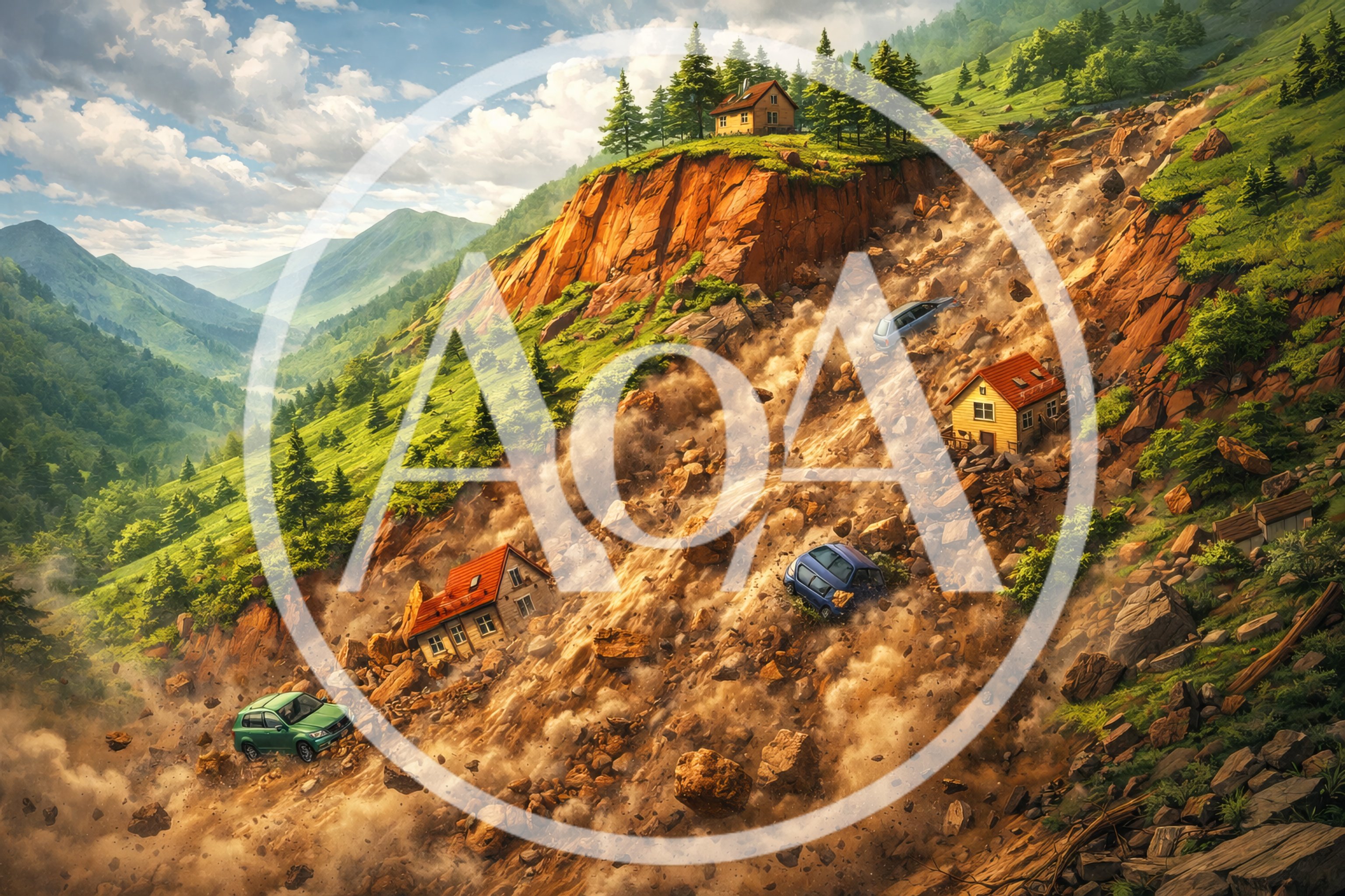 Catastrophic Landslide Destroying Mountain Homes And Vehicles