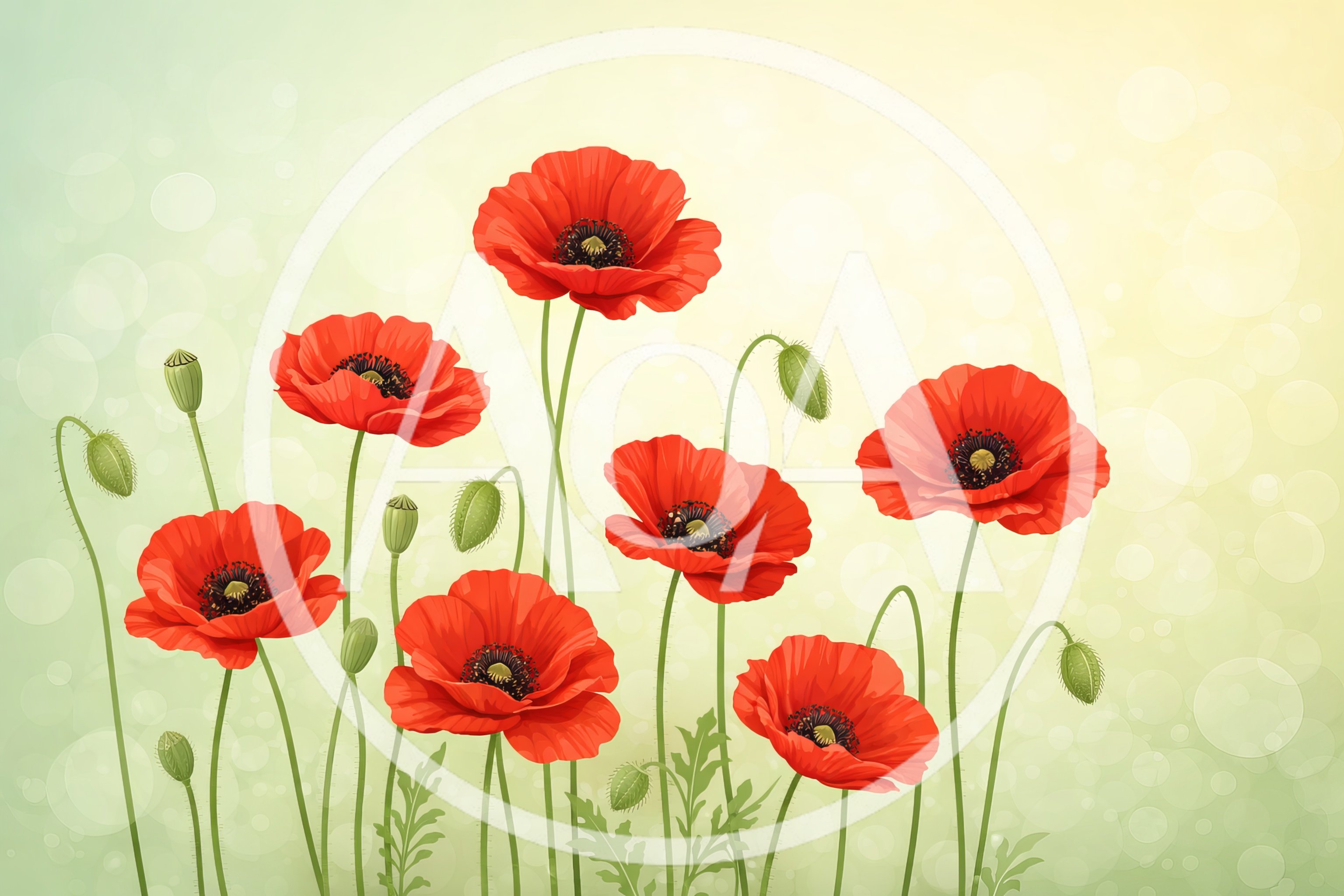 Red Poppy Flowers On Soft Bokeh Background