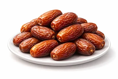 Pile of Fresh Sweet Dates on a White Plate