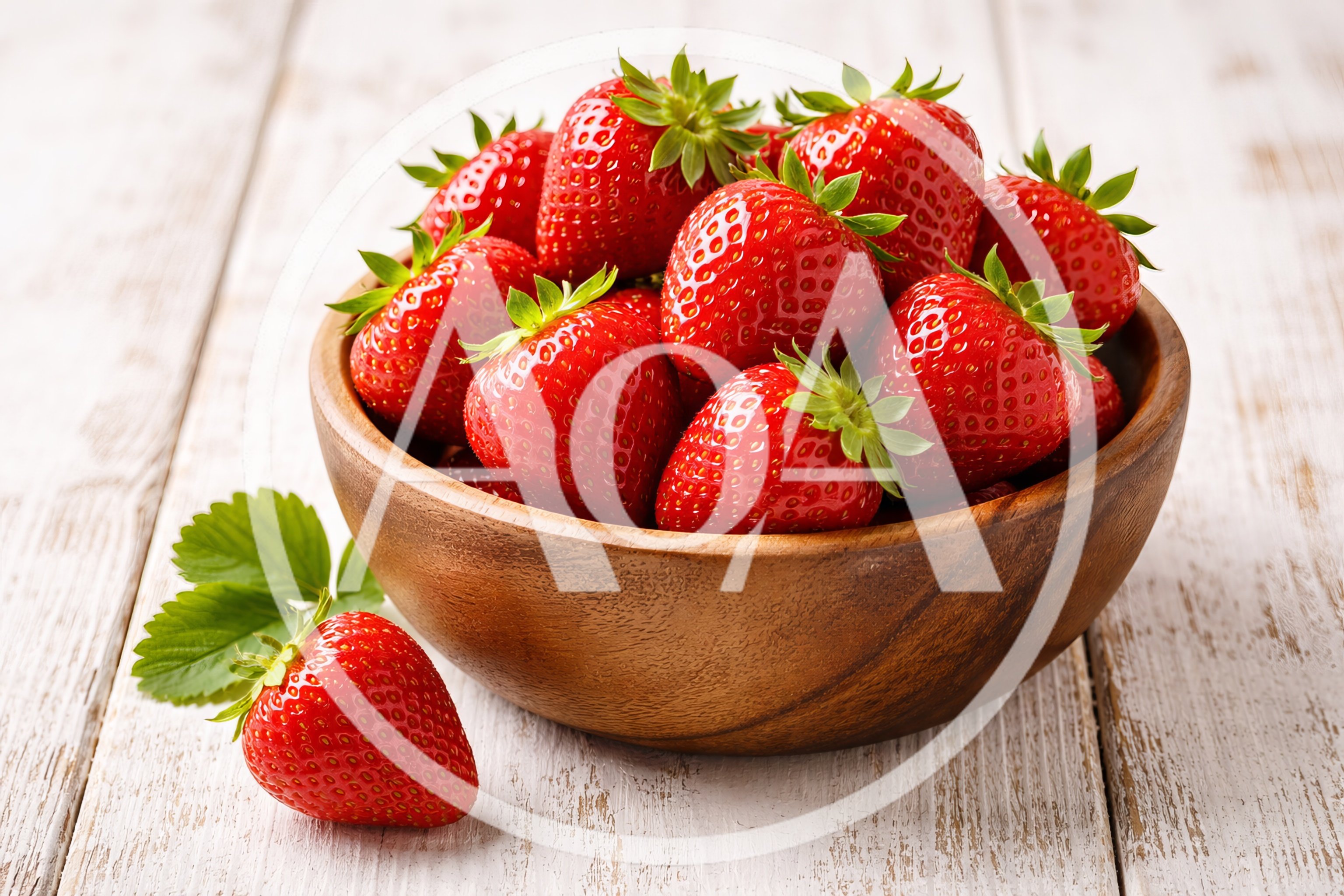 Fresh Red Strawberries In A Wooden Bowl