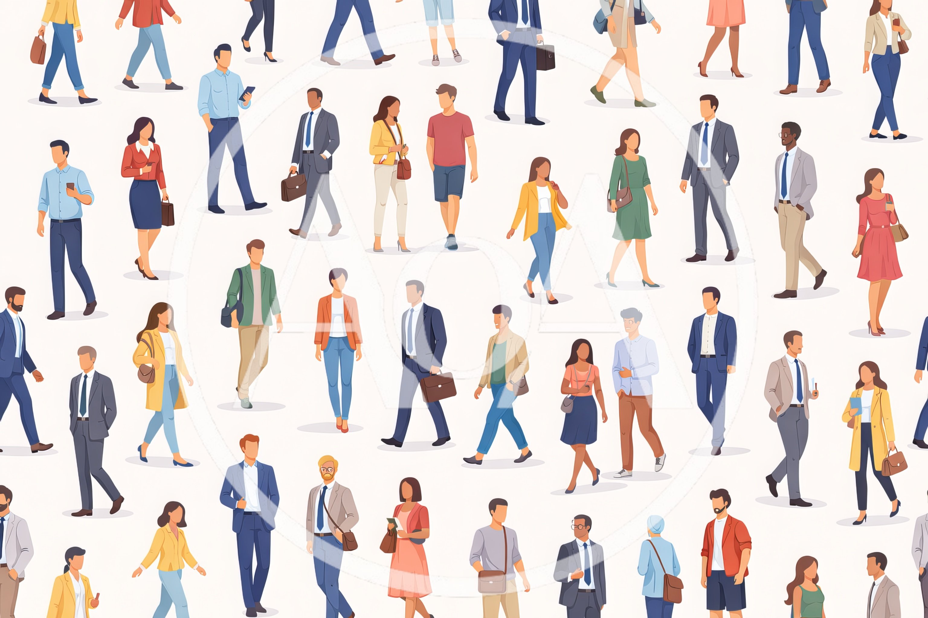 Diverse Group Of Professional People Walking