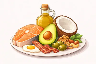 Keto Diet Food Plate With Healthy Fats