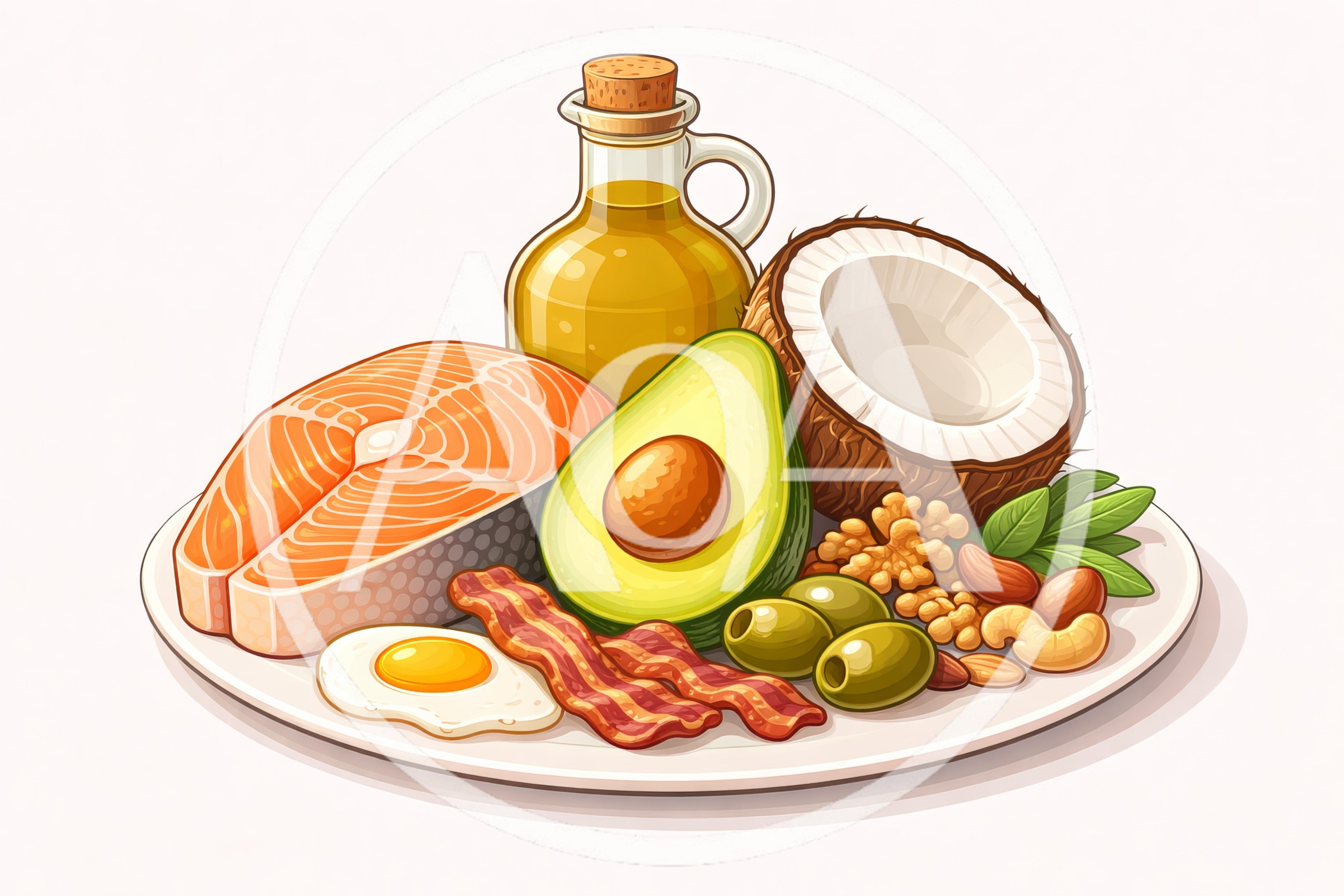 Keto Diet Food Plate With Healthy Fats