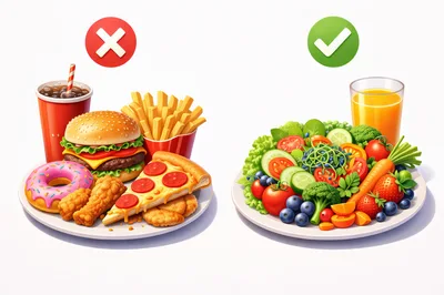 Healthy Versus Unhealthy Food Choices Comparison